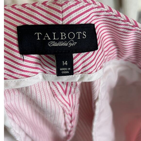 Talbots Women's Size 14 Pink and White Striped Signature Ankle Pants #0466 - Picture 4 of 10
